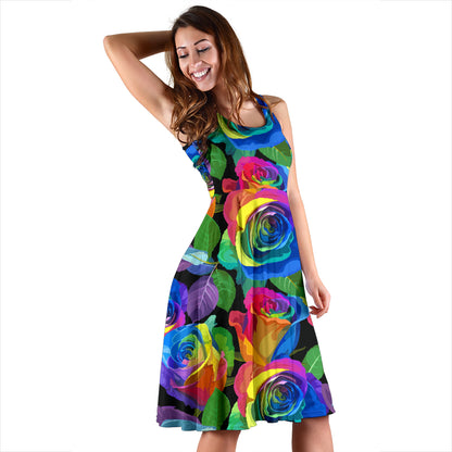 Rose Pattern Print Design RO02 Midi Dress
