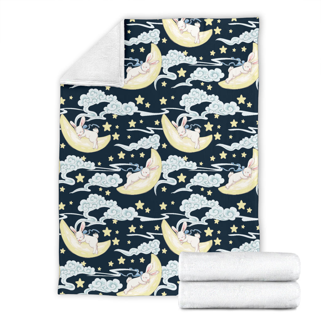 Rabbit Sleeping Pattern Print Design RB08 Fleece Blanket