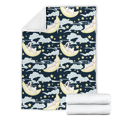 Rabbit Sleeping Pattern Print Design RB08 Fleece Blanket