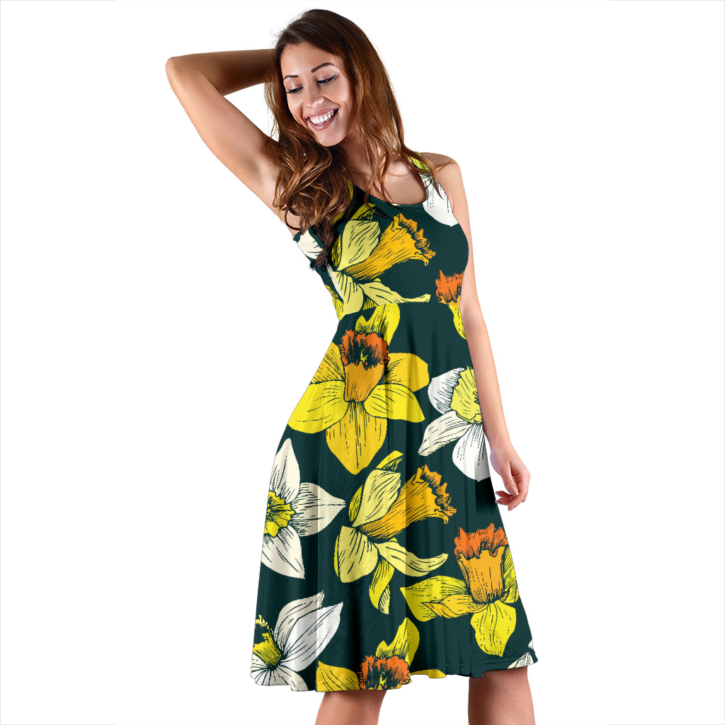 Daffodils Pattern Print Design DF02 Midi Dress