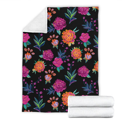 Marigold Pattern Print Design MR02 Fleece Blanket
