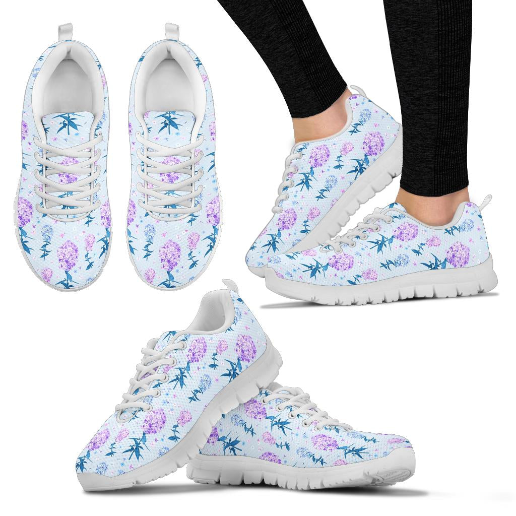 Lilac Pattern Print Design LI05 Sneakers White Bottom Shoes