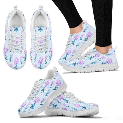 Lilac Pattern Print Design LI05 Sneakers White Bottom Shoes