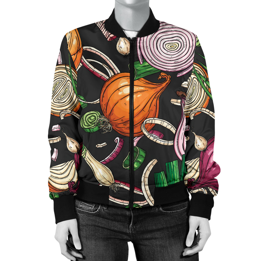 Onion Pattern Print Design A03 Women's Bomber Jacket