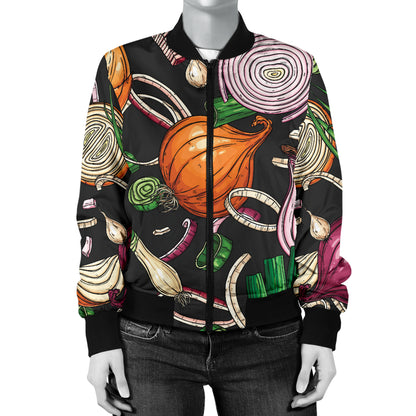 Onion Pattern Print Design A03 Women's Bomber Jacket
