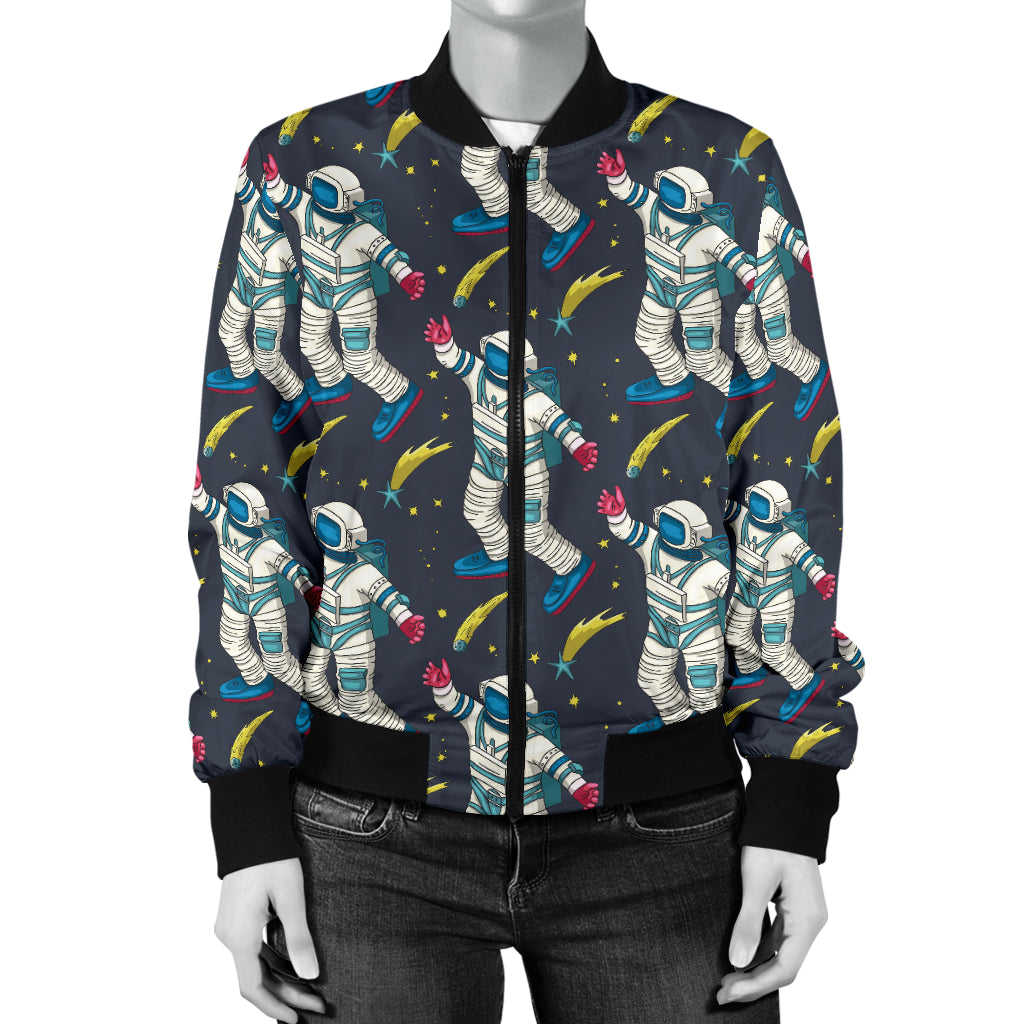 Astronaut Pattern Print Design 04 Women's Bomber Jacket