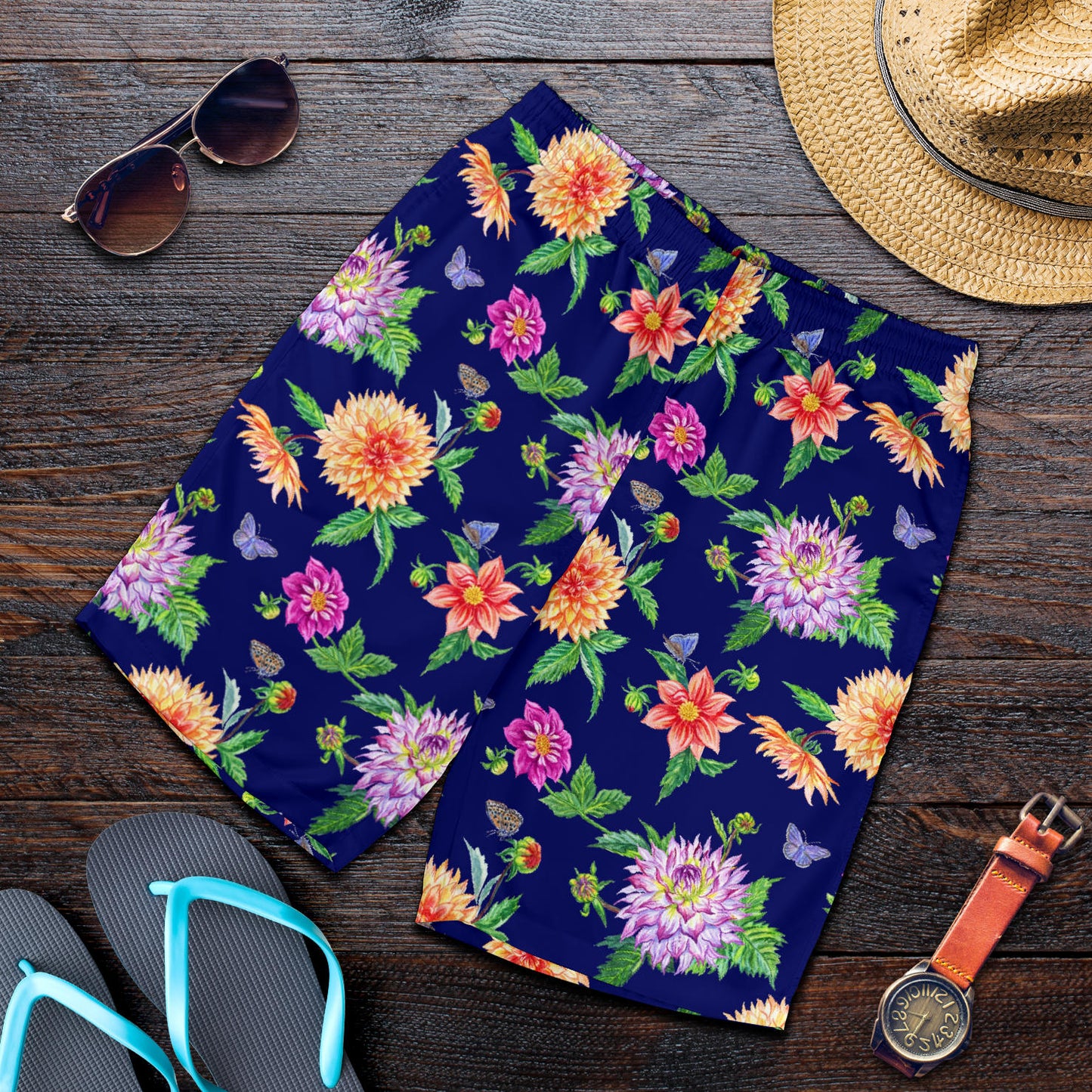 Dahlia Pattern Print Design DH010 Mens Shorts