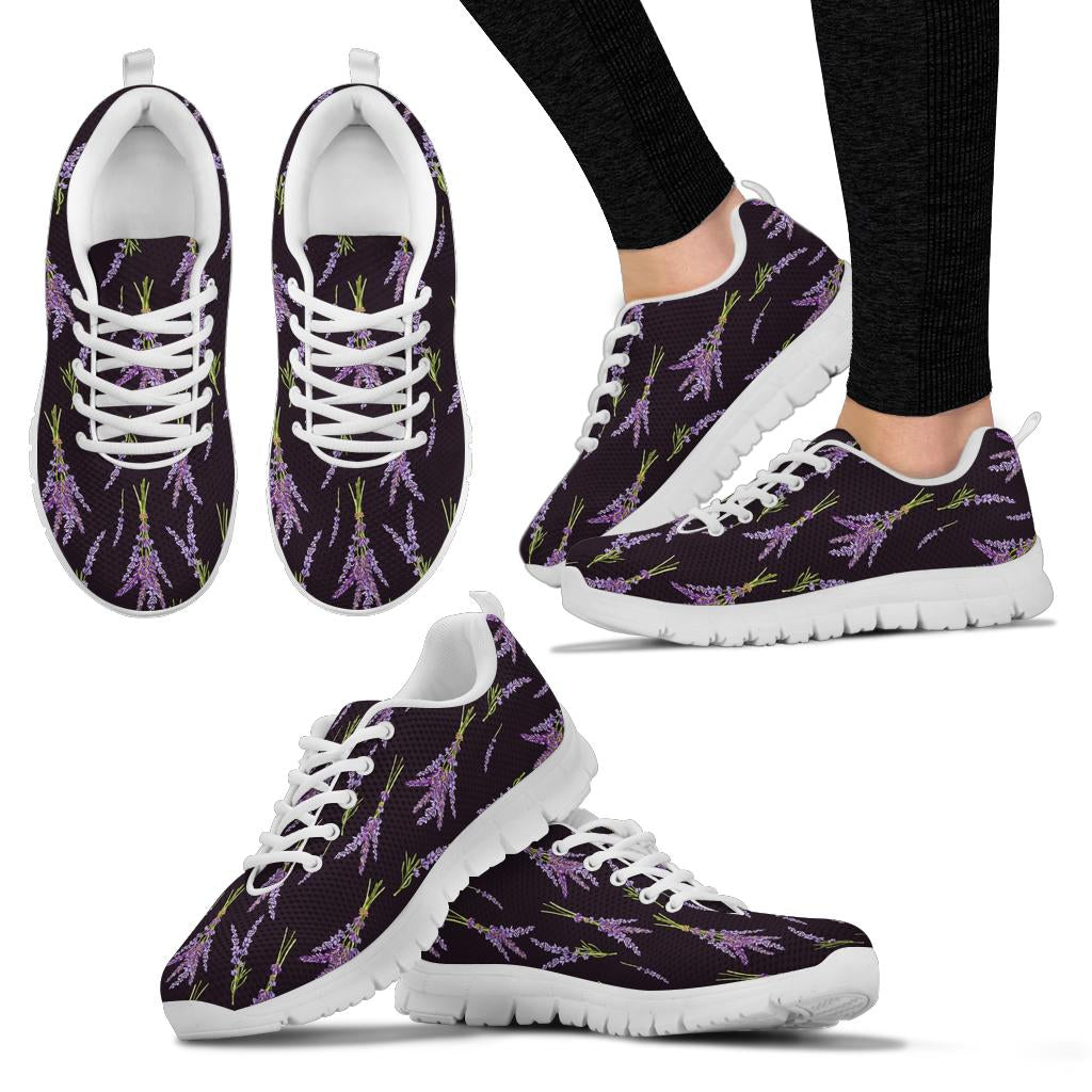 Lavender Pattern Print Design LV05 Sneakers White Bottom Shoes