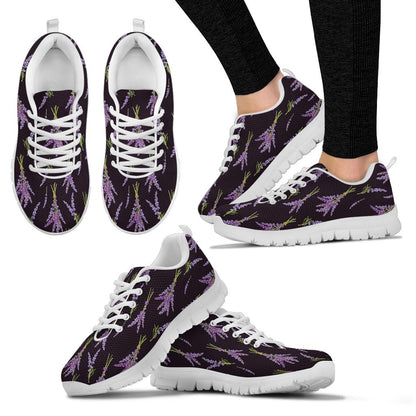 Lavender Pattern Print Design LV05 Sneakers White Bottom Shoes