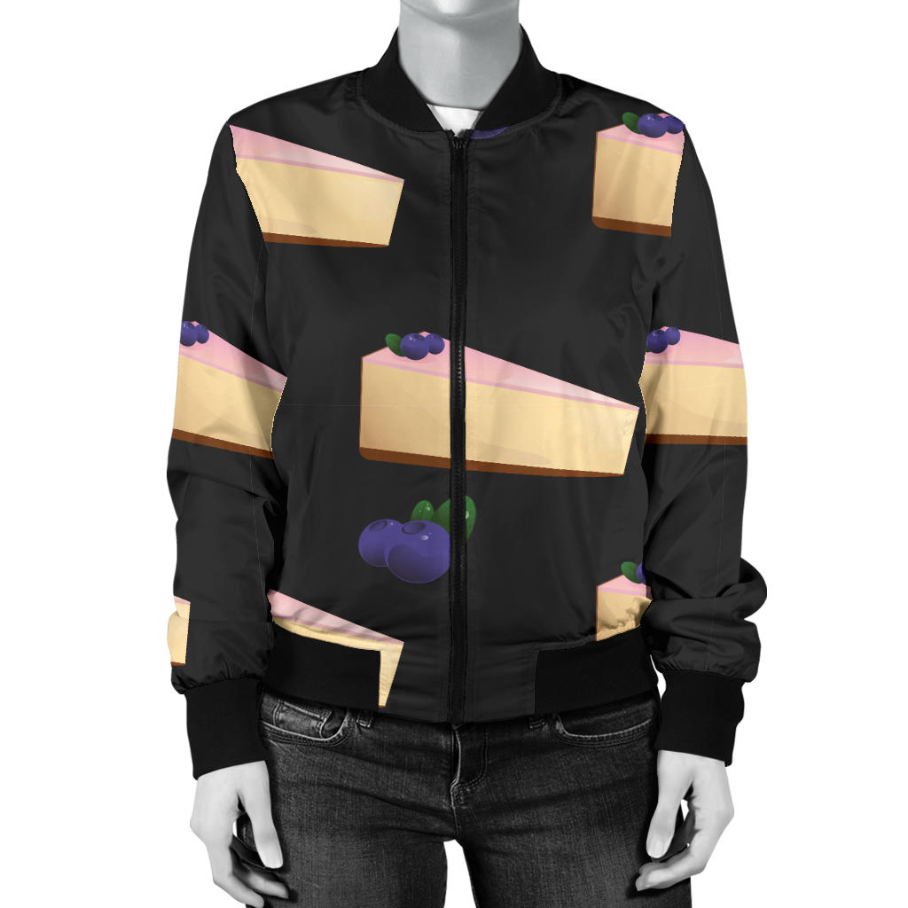 Cheesecake blueberry Pattern Print Design CK01 Women Bomber Jacket