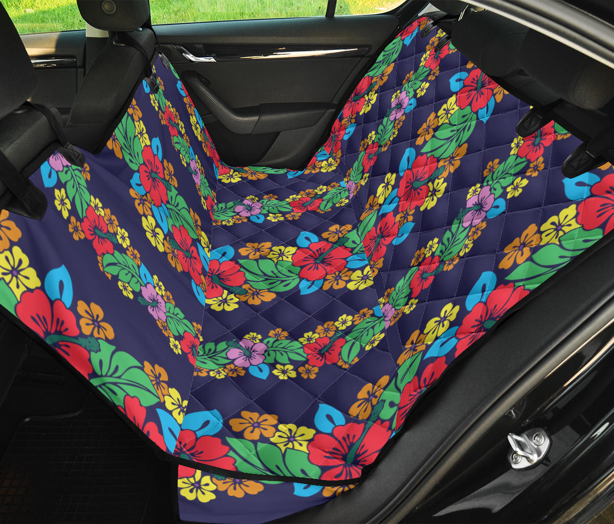 Hawaiian Themed Pattern Print Design H03 Rear Dog  Seat Cover
