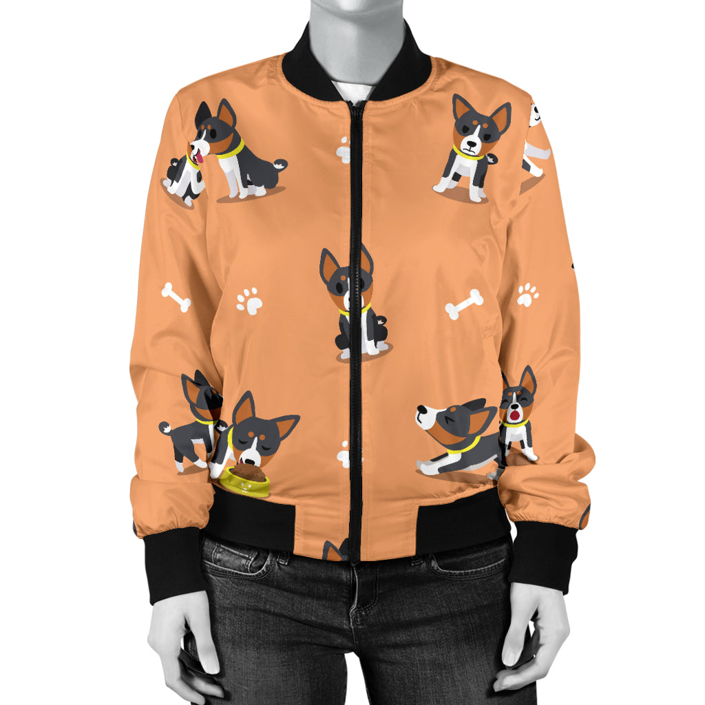 Basenji Pattern Print Design 01 Women's Bomber Jacket