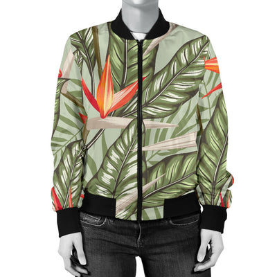 Bird Of Paradise Pattern Print Design BOP08 Women Bomber Jacket