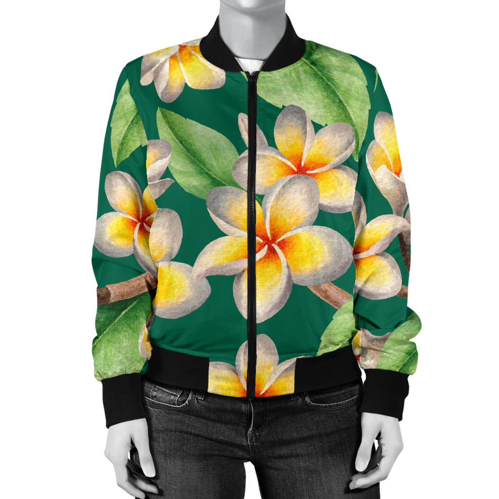 Plumeria Pattern Print Design PM07 Women Bomber Jacket