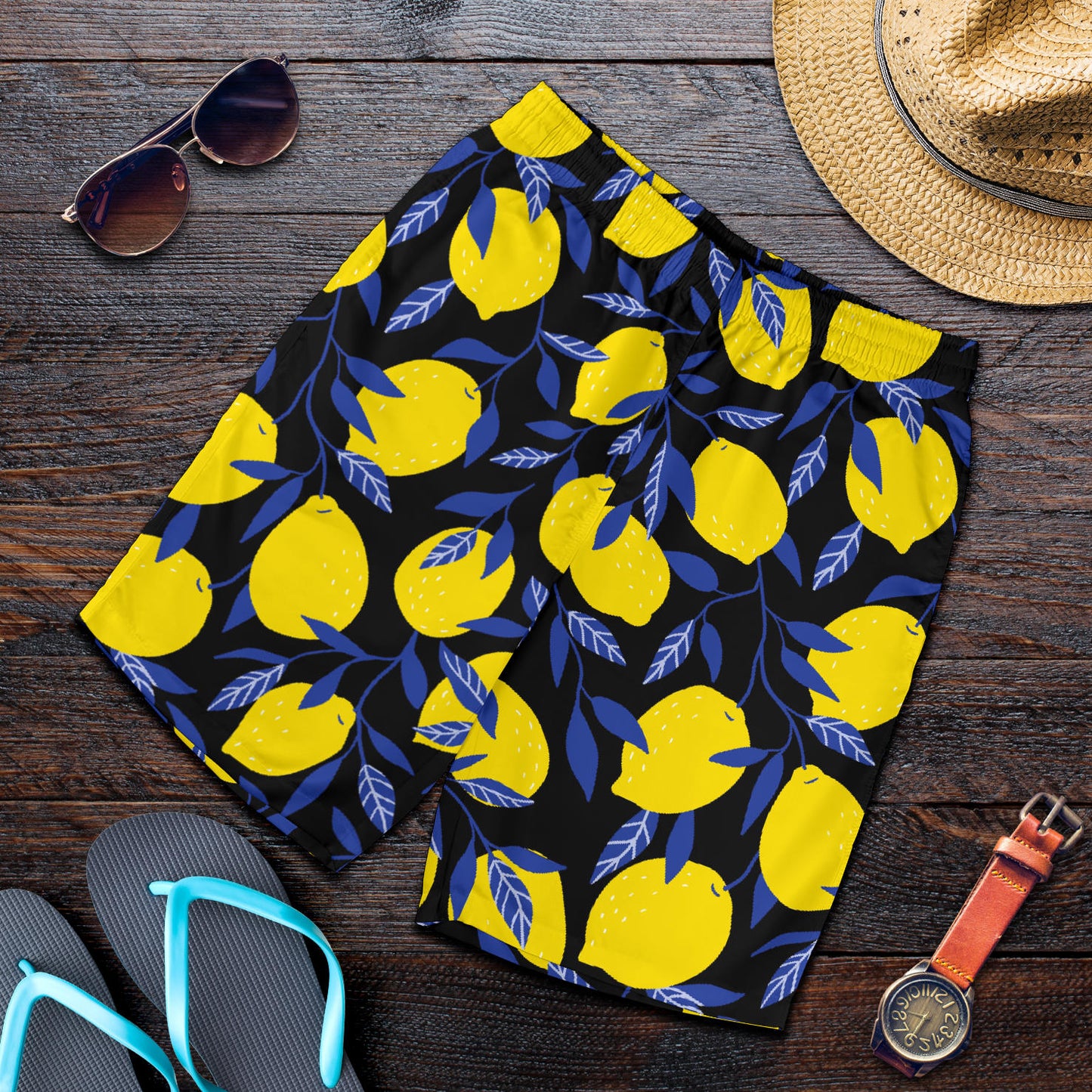 Lemon Pattern Print Design LM01 Mens Shorts