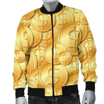 Dollar Pattern Print Design DO03 Men Bomber Jacket