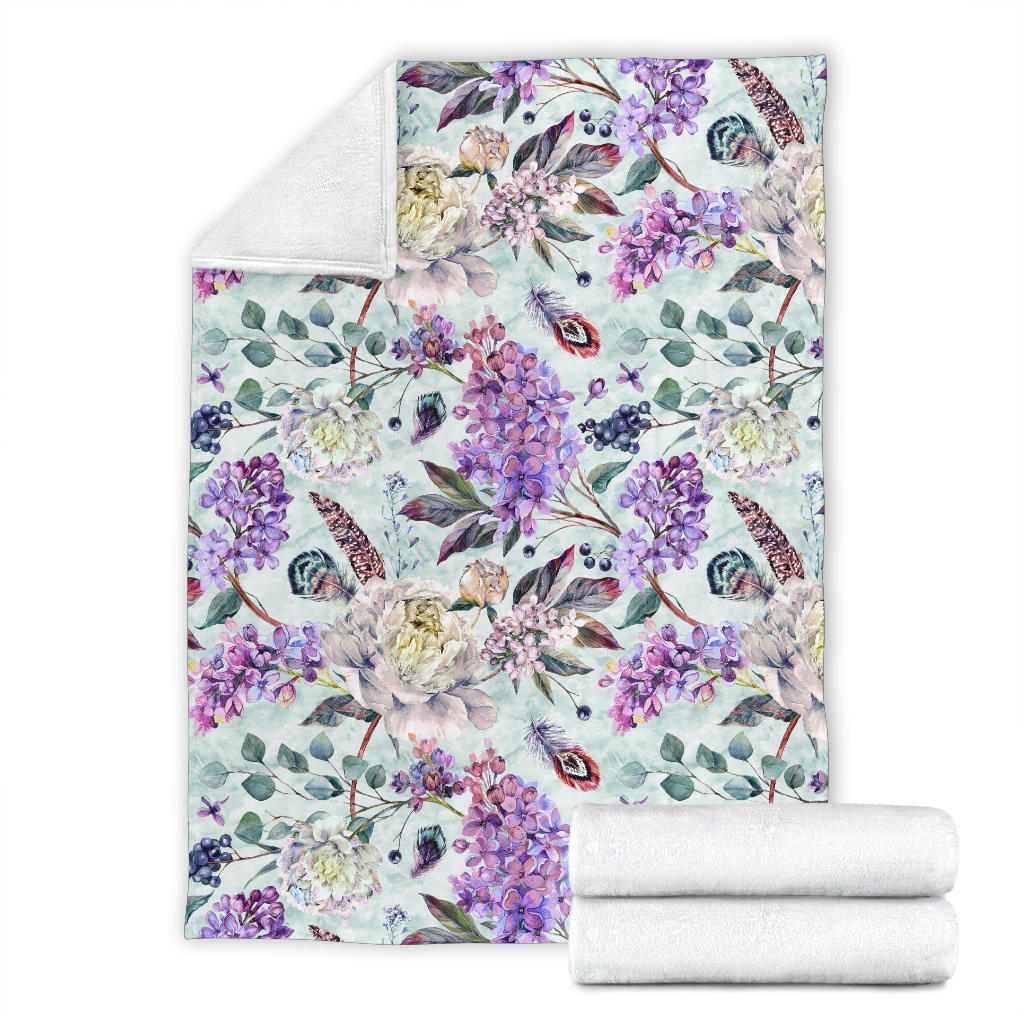 Lilac Pattern Print Design LI06 Fleece Blanket