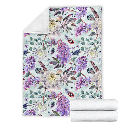 Lilac Pattern Print Design LI06 Fleece Blanket