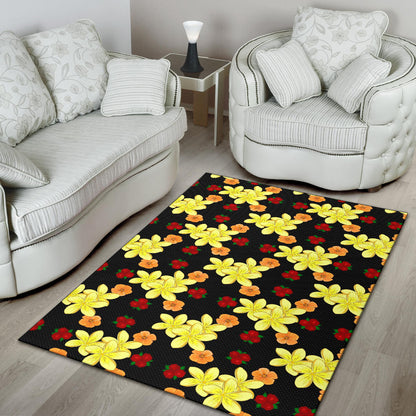 Yellow Plumeria Pattern Print Design PM04 Area Rugs