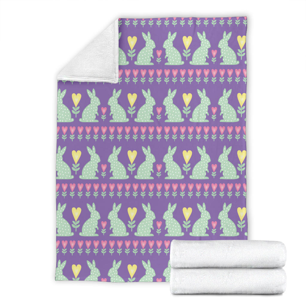 Rabbit Pattern Print Design RB01 Fleece Blanket