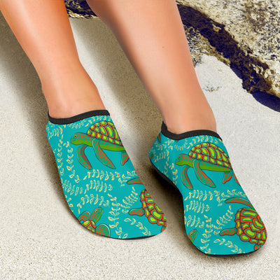 Sea Turtle Pattern Print Design T010 Aqua Water Shoes