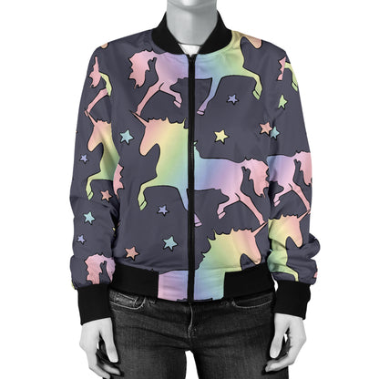 Rainbow Pattern Print Design A05 Women's Bomber Jacket
