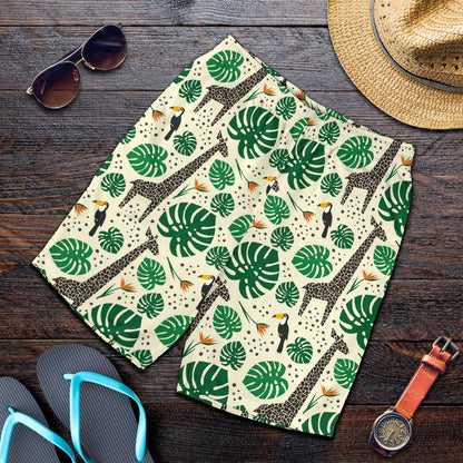 Rainforest Giraffe Pattern Print Design A02 Mens Shorts
