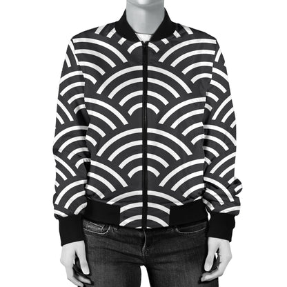 Scales Black White Pattern Print Design 03 Women's Bomber Jacket
