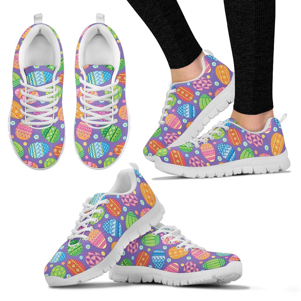 Easter Eggs Pattern Print Design RB010 Sneakers White Bottom Shoes