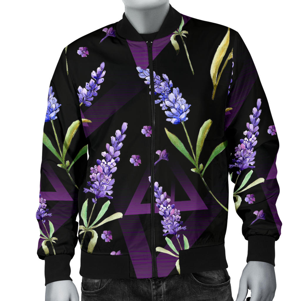 Lavender Pattern Print Design LV07 Men Bomber Jacket