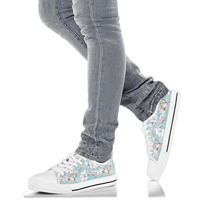 Apple blossom Pattern Print Design AB06 White Bottom Low Top Shoes