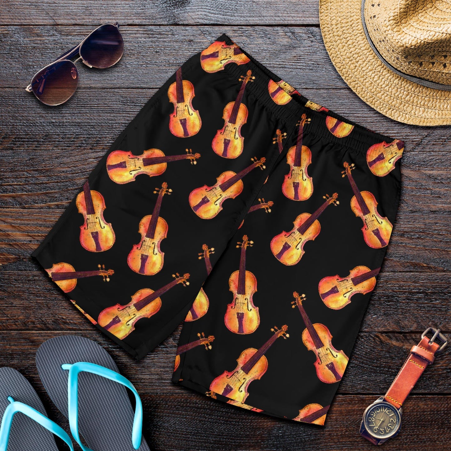 Violin Pattern Print Design 04 Mens Shorts