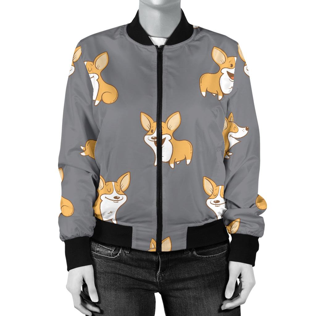 Pembroke Welsh Corgis Pattern Print Design A02 Women's Bomber Jacket