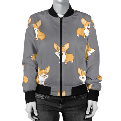 Pembroke Welsh Corgis Pattern Print Design A02 Women's Bomber Jacket