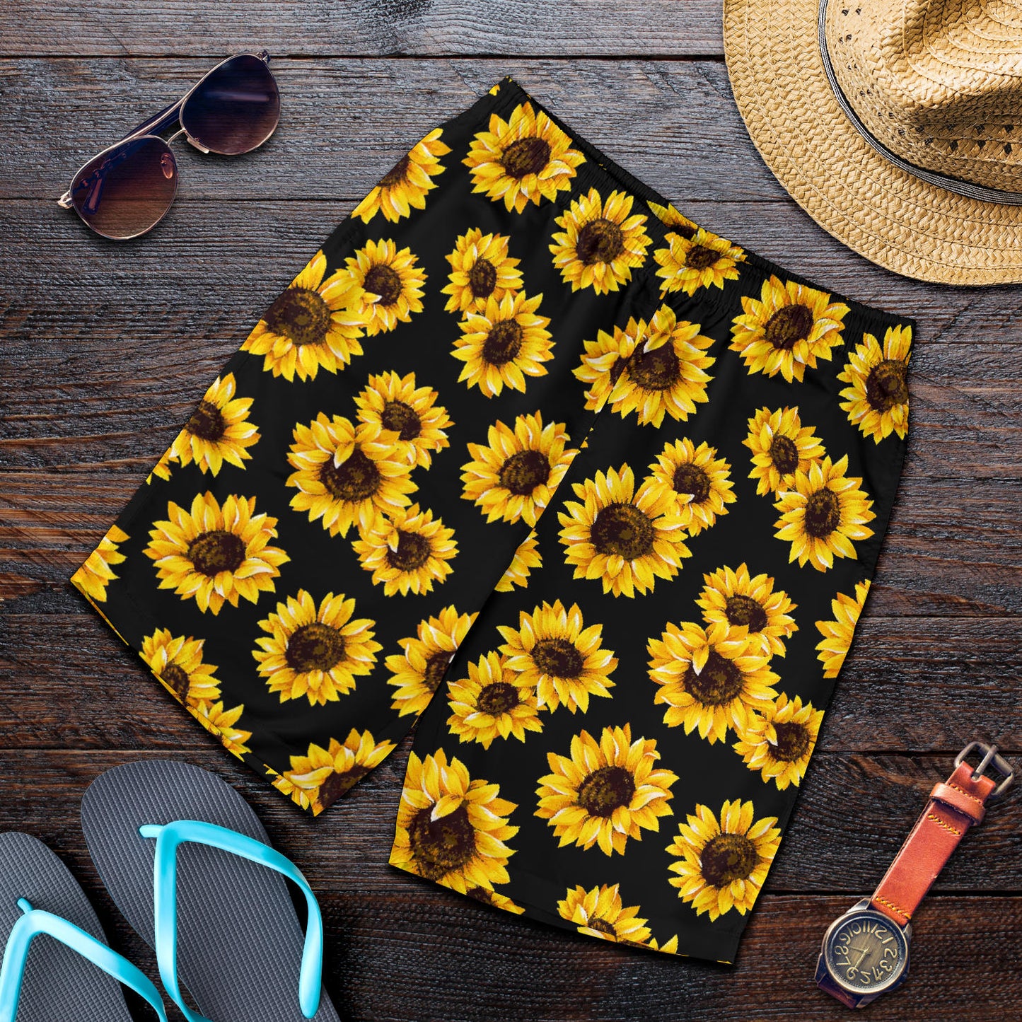Sunflower Pattern Print Design SF05 Mens Shorts