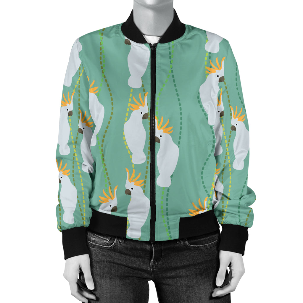 Cockatoo Pattern Print Design 01 Women's Bomber Jacket