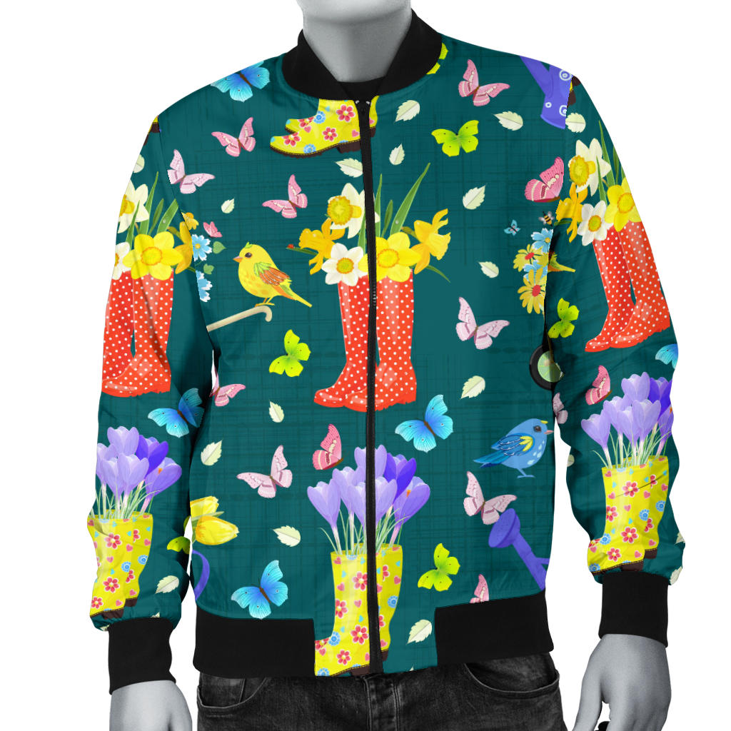Gardening Pattern Print Design G08 Men Bomber Jacket