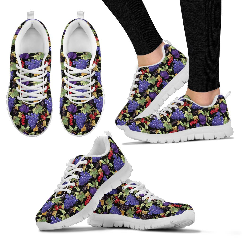 Grape Pattern Print Design GP05 Sneakers White Bottom Shoes