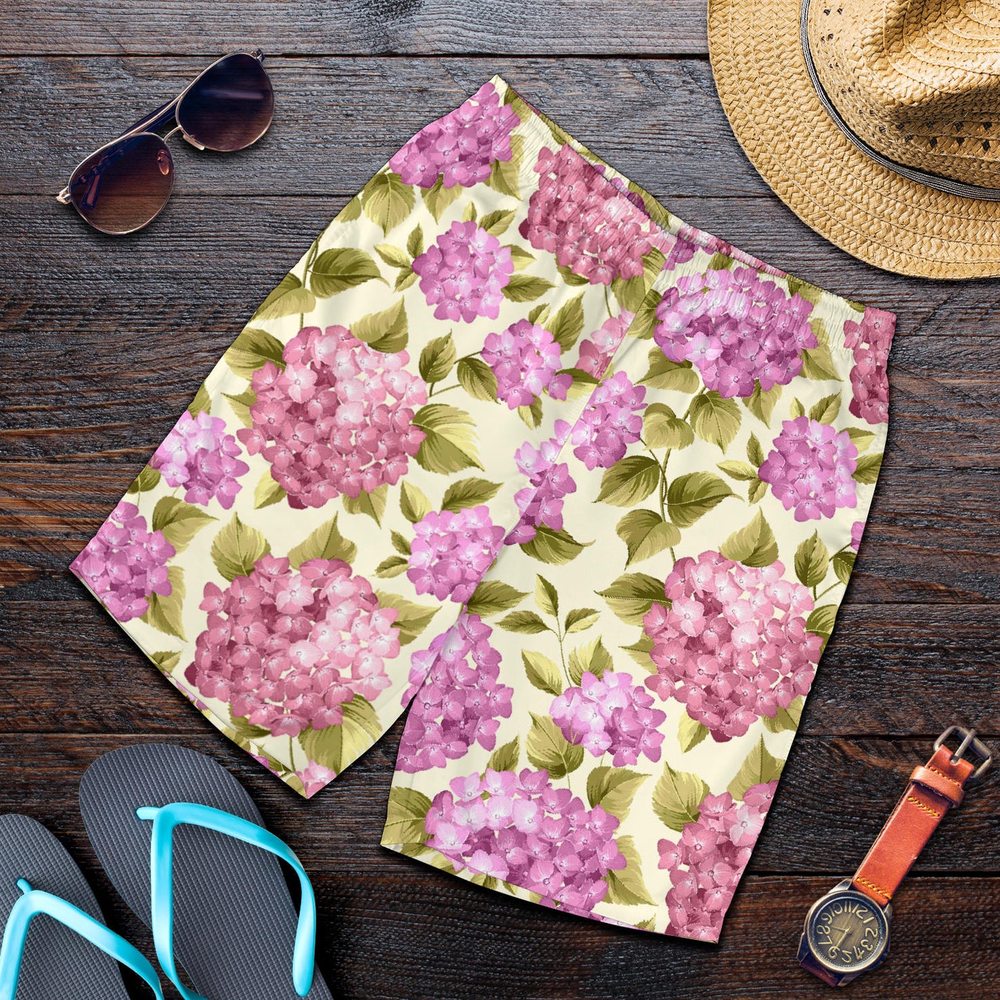 Hydrangea Pattern Print Design HD05 Mens Shorts