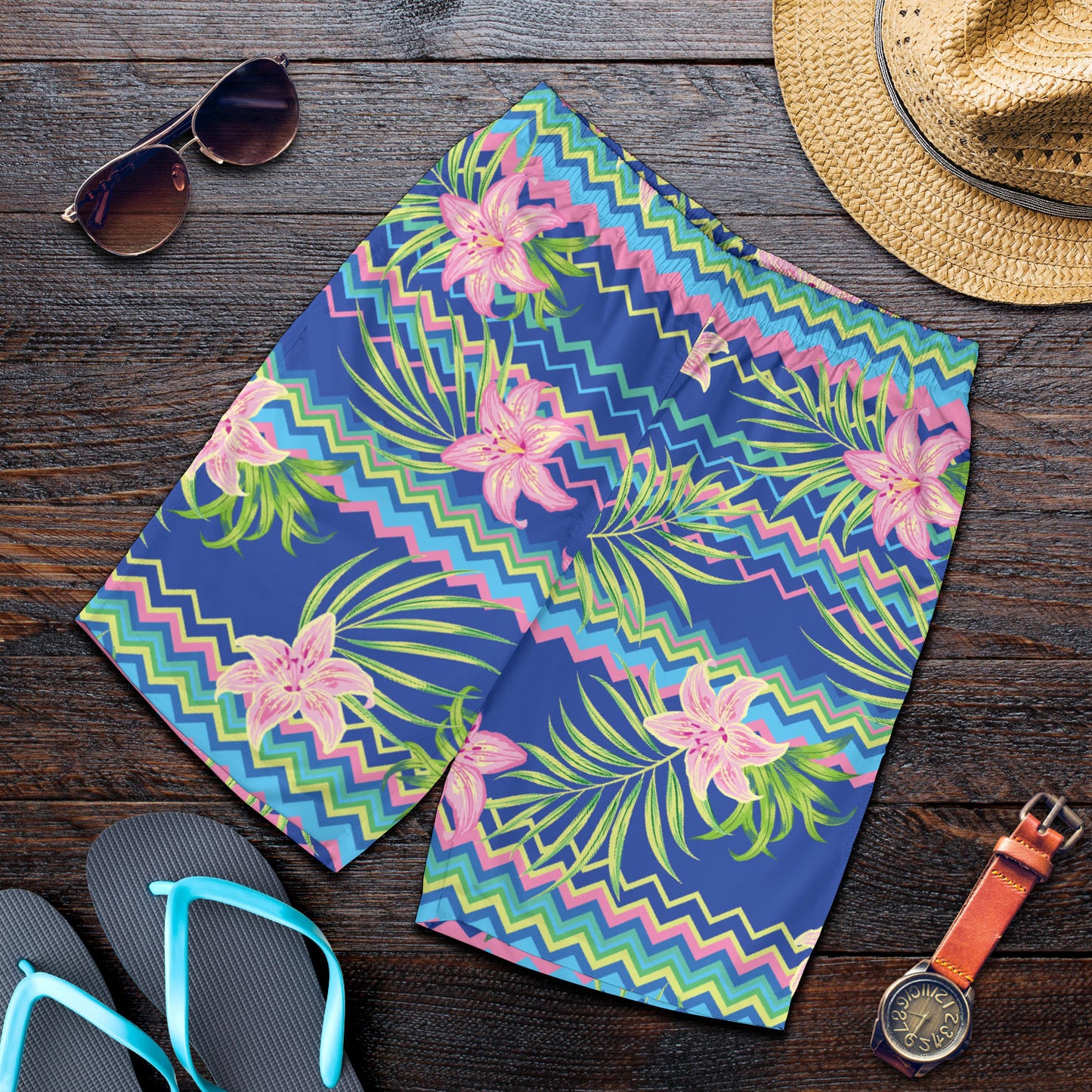 Lily Pattern Print Design LY015 Mens Shorts