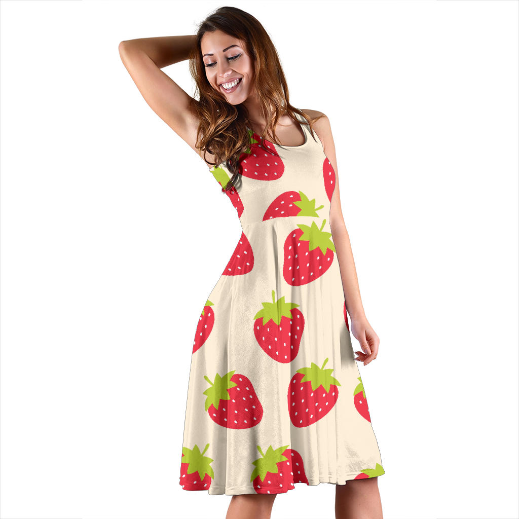 Strawberry Pattern Print Design SB02 Midi Dress