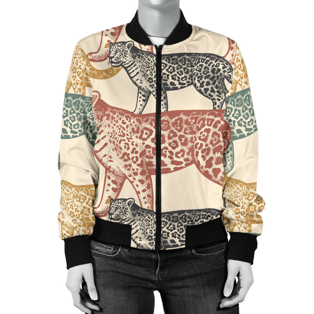 Jaguar Pattern Print Design 01 Women's Bomber Jacket