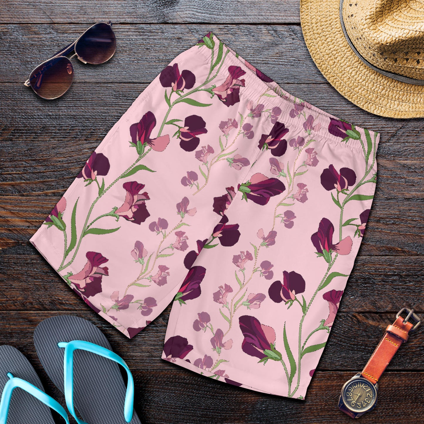Peony Pattern Print Design PE09 Mens Shorts