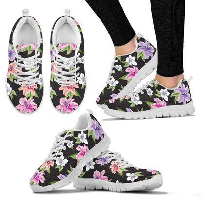 Lily Pattern Print Design LY02 Sneakers White Bottom Shoes