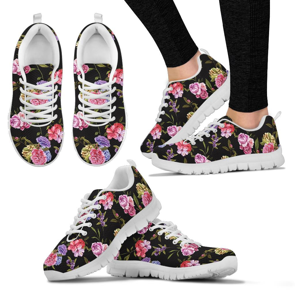 Carnations Pattern Print Design CN05 Sneakers White Bottom Shoes