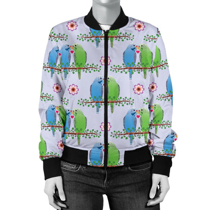 Budgerigar Pattern Print Design 05 Women's Bomber Jacket