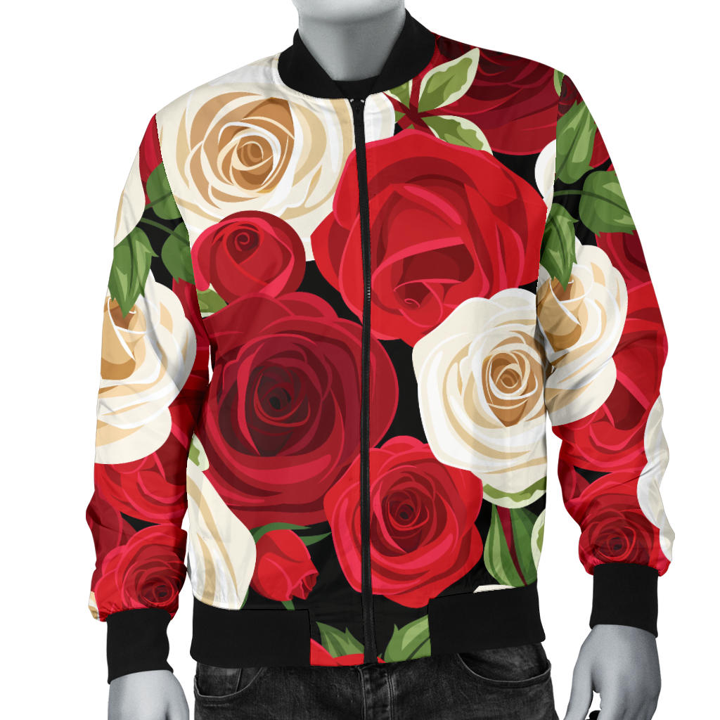 Rose Pattern Print Design RO06 Men Bomber Jacket