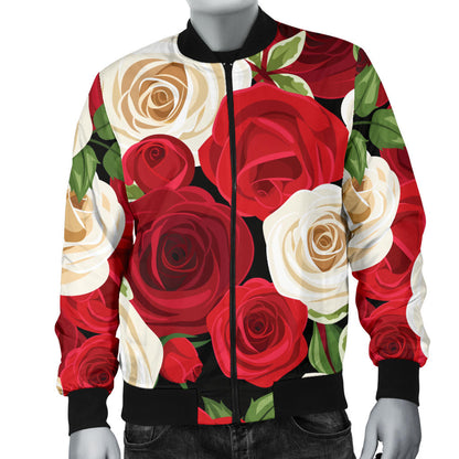 Rose Pattern Print Design RO06 Men Bomber Jacket