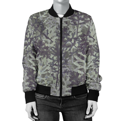 Camouflage Fern Pattern Print Design 05 Women's Bomber Jacket