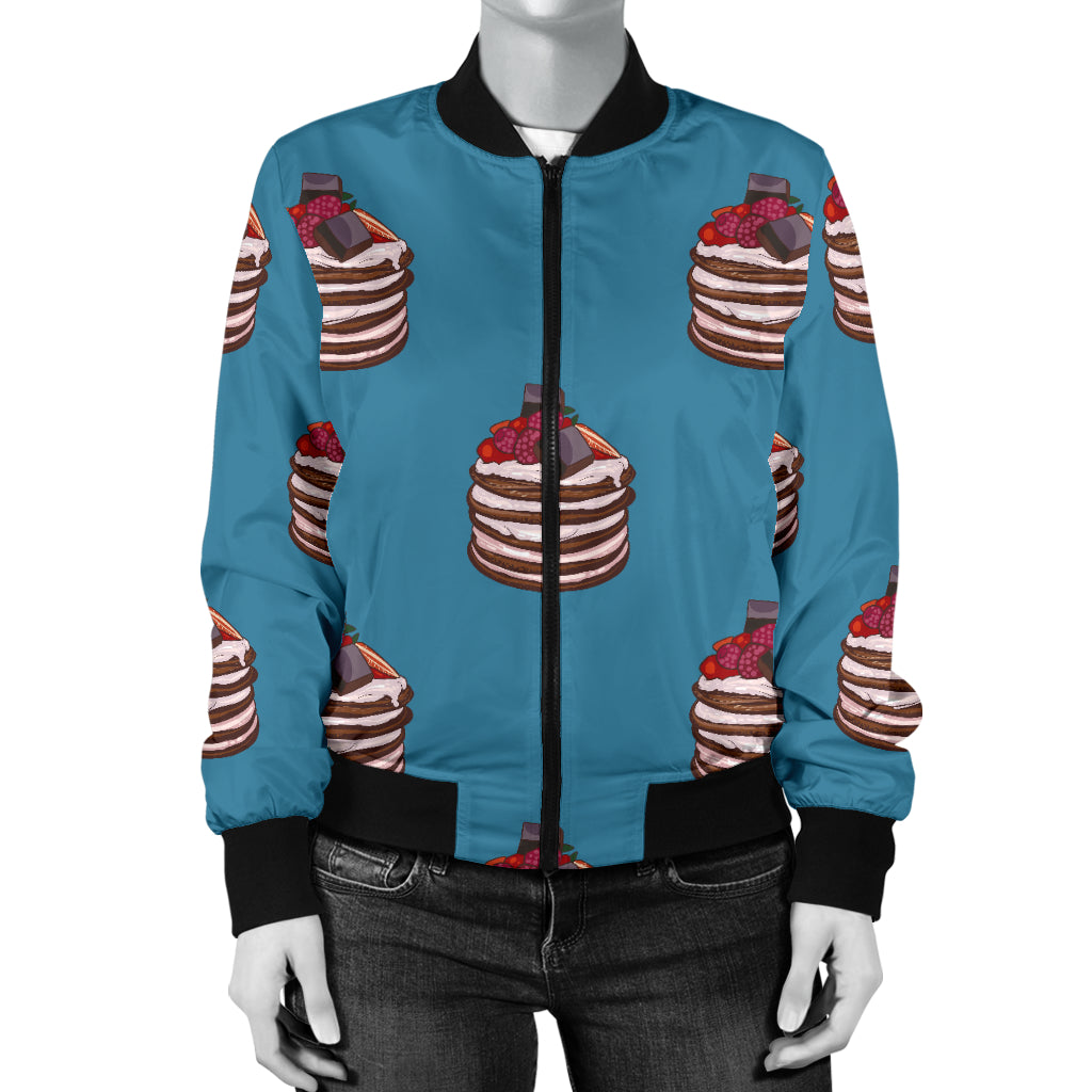 Pancake Pattern Print Design A03 Women's Bomber Jacket